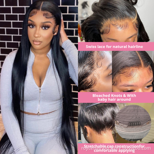 Fast Delivery Cheap Lace Wigs,Thick Long Straight Virgin Brazilian Human Hair Glueless HD Durable 4x4 Swiss Lace Closure Wig